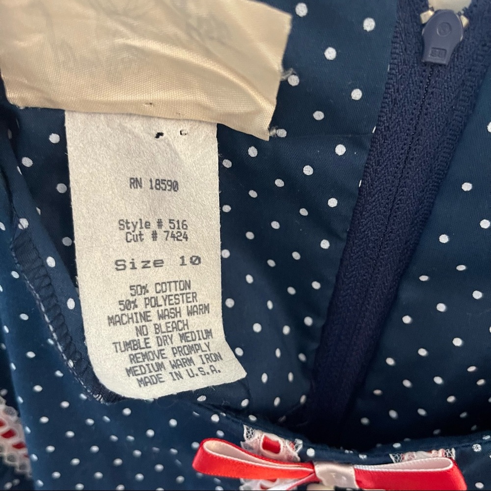 Vintage size 10 navy blue and white polka dot dress - Picture 4 of 4